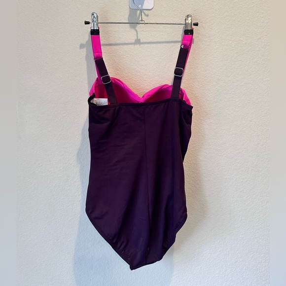 Aqua Green Shape + Style Ombre Pink Purple One Piece Swimsuit- Size 6 Slim Fit - Picture 2 of 6